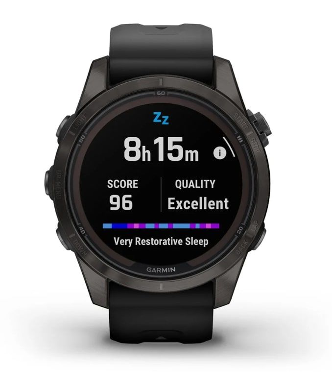 Смарт-годинник Garmin Fenix 7S Pro Sapphire Solar Carbon Gray Titanium with Black Silicone (010-02776-54)