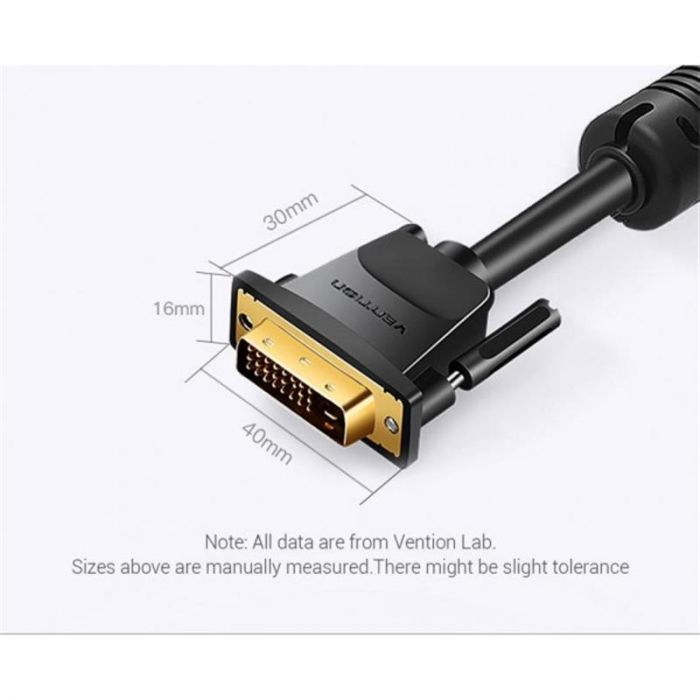 Кабель Vention DVI - DVI (M/M), 2 м, Black (EAABH)