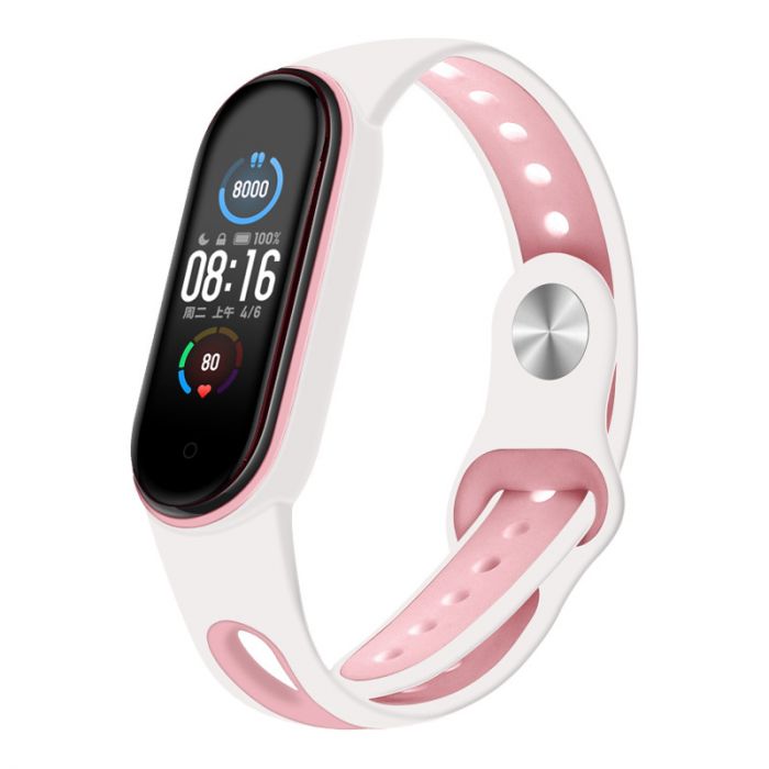 Ремінець BeCover Sport Style для Xiaomi Mi Smart Band 5/Mi Smart Band 6/Mi Smart Band 7 White-Pink (705174)