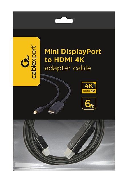 Кабель Cablexpert mini Displayport - HDMI V 1.2 (М/М), 1.8 м, чорний (CC-mDP-HDMI-6) пакет