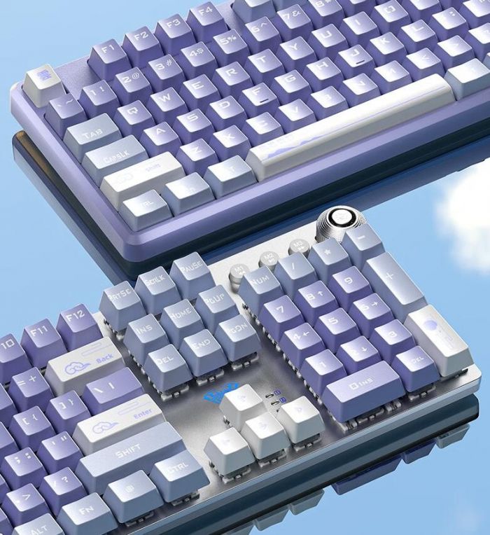 Клавіатура Aula Mechanical F2088 PRO White/Violet, plus 9 Purple keys KRGD blue (6948391234915)