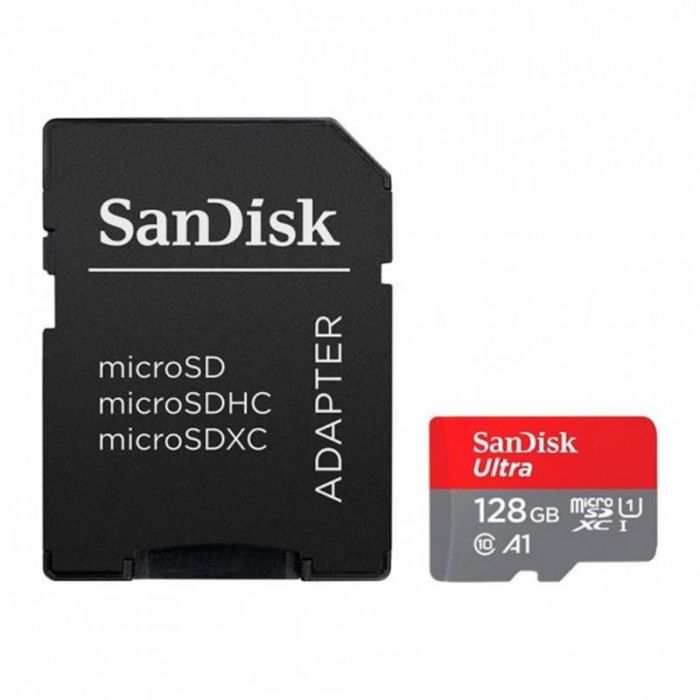 Карта пам`ятi MicroSDXC 128GB UHS-I Class 10 SanDisk Ultra A1 R140MB/s + SD-adapter (SDSQUAB-128G-GN6MA)