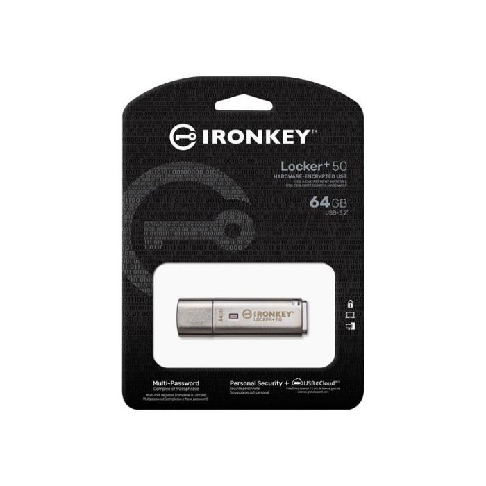 Флеш-накопичувач USB3.2 64GB Kingston IronKey Locker+ 50 (IKLP50/64GB)