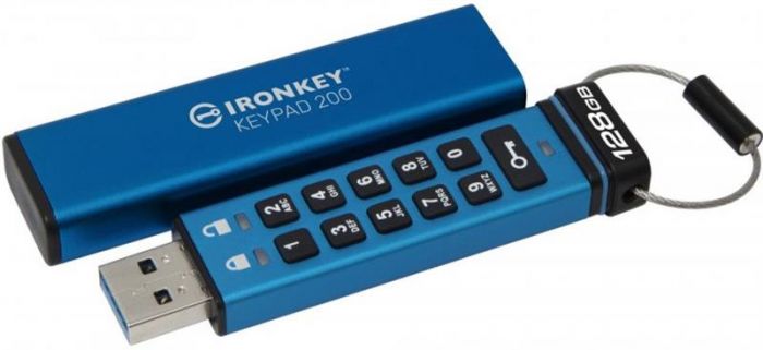 Флеш-накопичувач USB3.2 128GB Kingston IronKey Keypad 200 Type-A Blue (IKKP200/128GB)