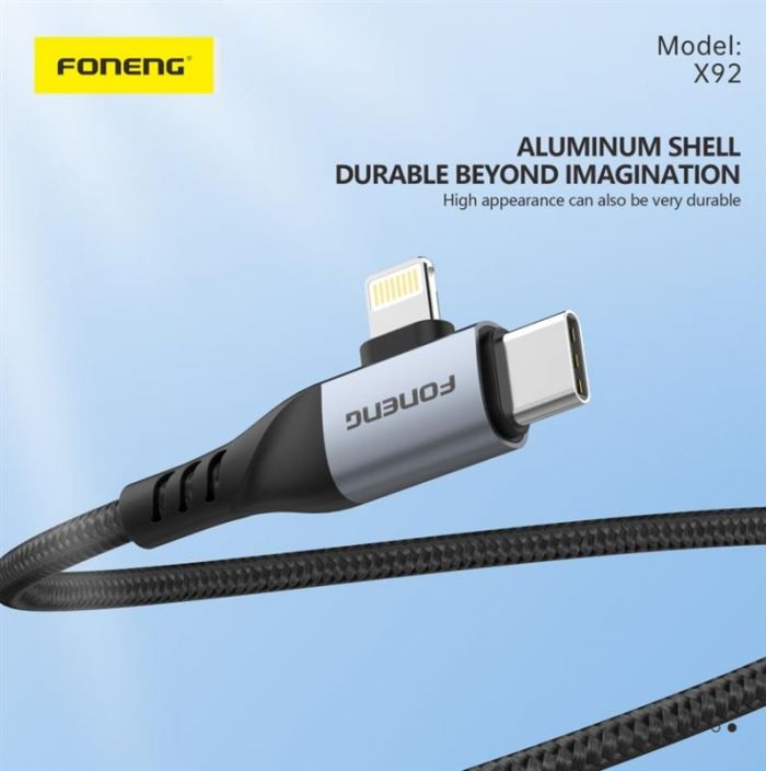 Кабель Foneng X92 4-in-1 (60W) USB/USB-C - USB-C/Lightning 1м Black (X92-CA-FIO)