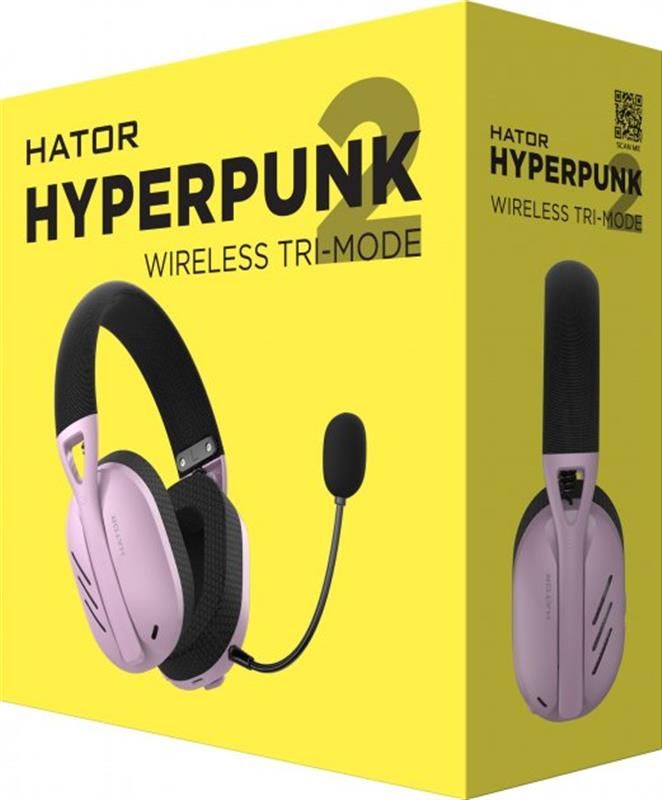 Bluetooth-гарнiтура Hator Hyperpunk 2 Wireless Tri-mode Black/Lilac (HTA-859)