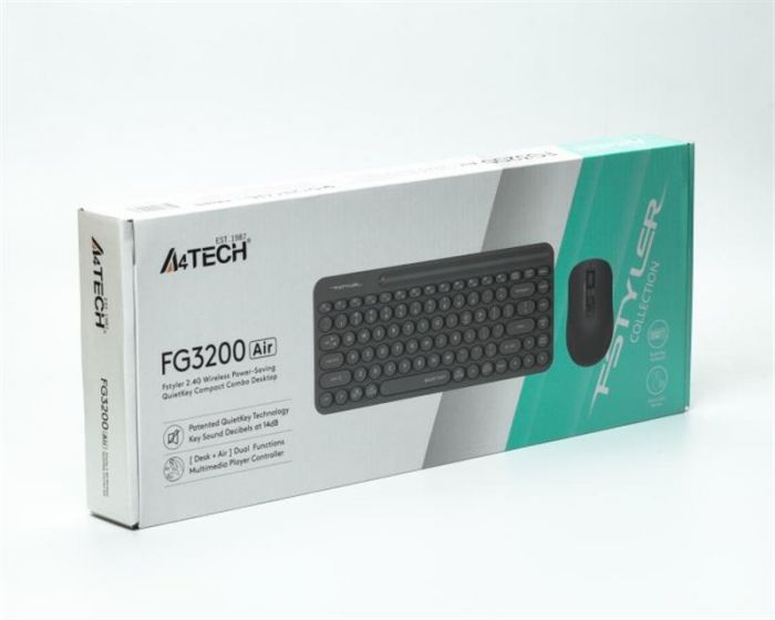 Комплект (клавіатура, мишка) бездротовий A4Tech Fstyler FG3200 Air Grey