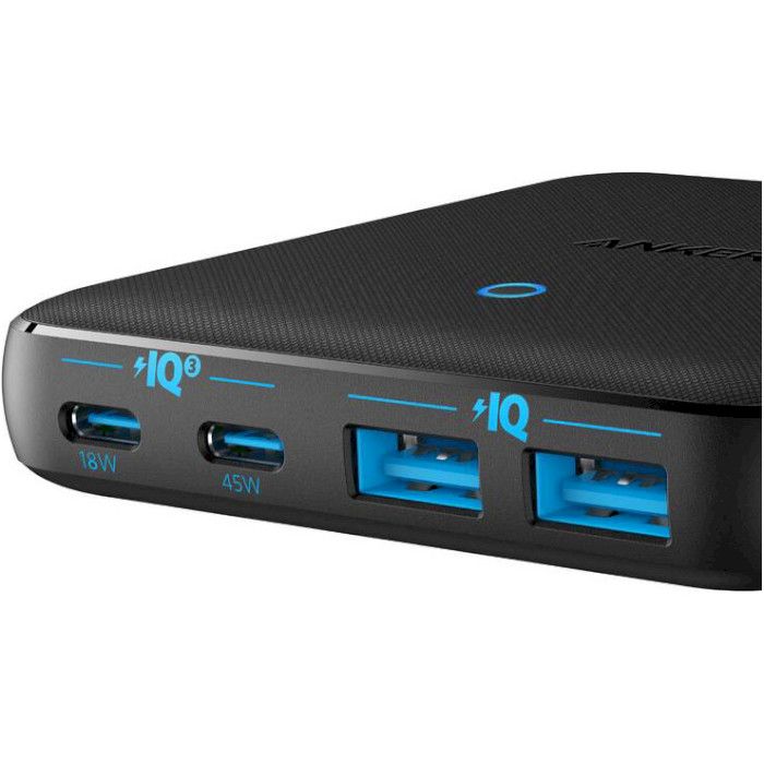 Мережевий зарядний пристрій Anker PowerPort 543 Atom III Slim Black, 45W USB Type-C + 20 W USB (A2046G12)