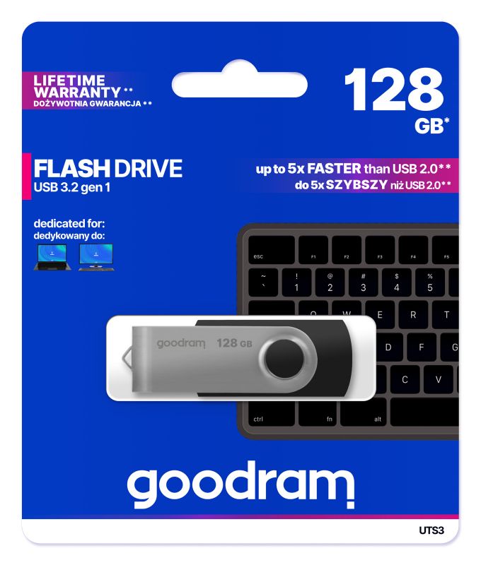 Флеш-накопичувач USB3.2 128GB GOODRAM UTS3 (Twister) Black (UTS3-1280K0R11)