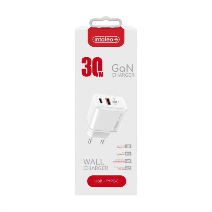 Мережевий зарядний пристрій Intaleo TCG30GAN USB-C PD+USB-A QC 3.0 White (1283126578274)