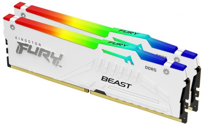 Модуль пам`ятi DDR5 2х16GB/6400 Kingston Fury Beast White RGB (KF564C32BWEK2-32)