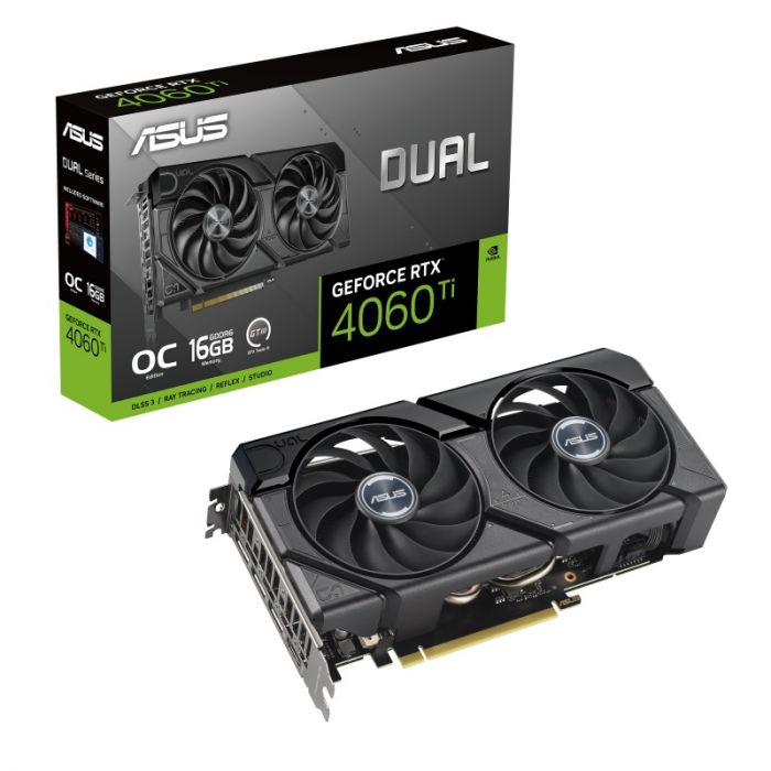 Відеокарта GF RTX 4060 Ti  16GB GDDR6 Dual EVO OC Asus (DUAL-RTX4060TI-O16G-EVO)