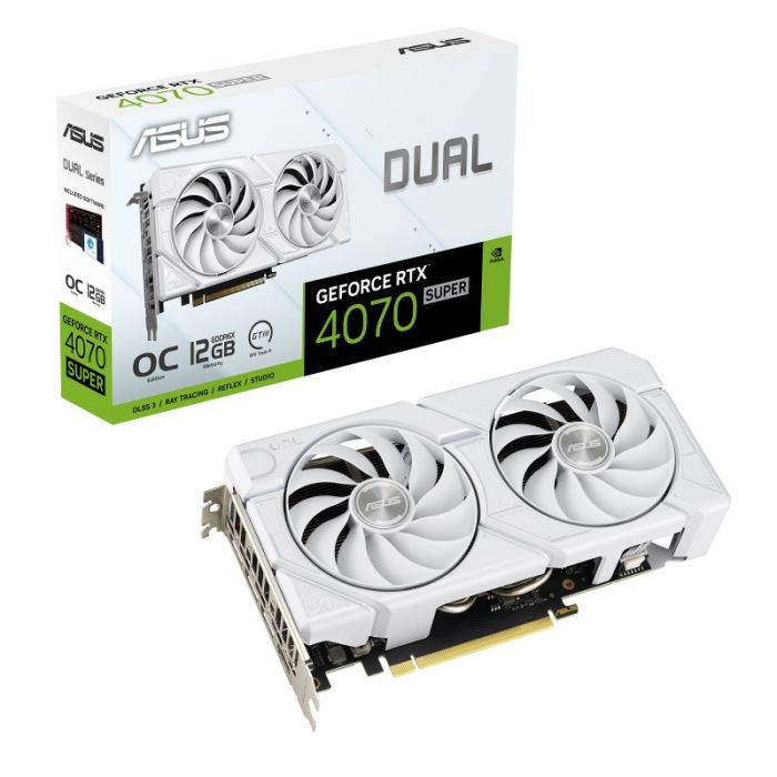 Відеокарта GF RTX 4070 Super 12GB GDDR6X Dual EVO White OC Asus (DUAL-RTX4070S-O12G-EVO-WHITE)