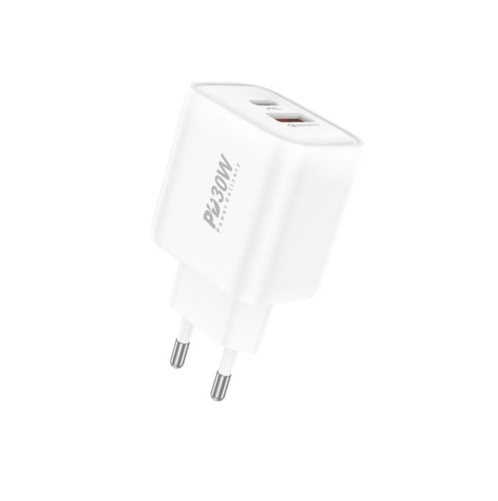 Мережевий зарядний пристрій Foneng EU52-CH PD 30W (1xUSB, 1xType-C) White