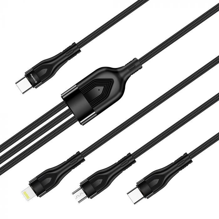 Кабель ColorWay Lightning + micro USB + USB Type-C (M/M), 3.0 А, 1.2 м, Black (CW-CBPDU3060-BK)