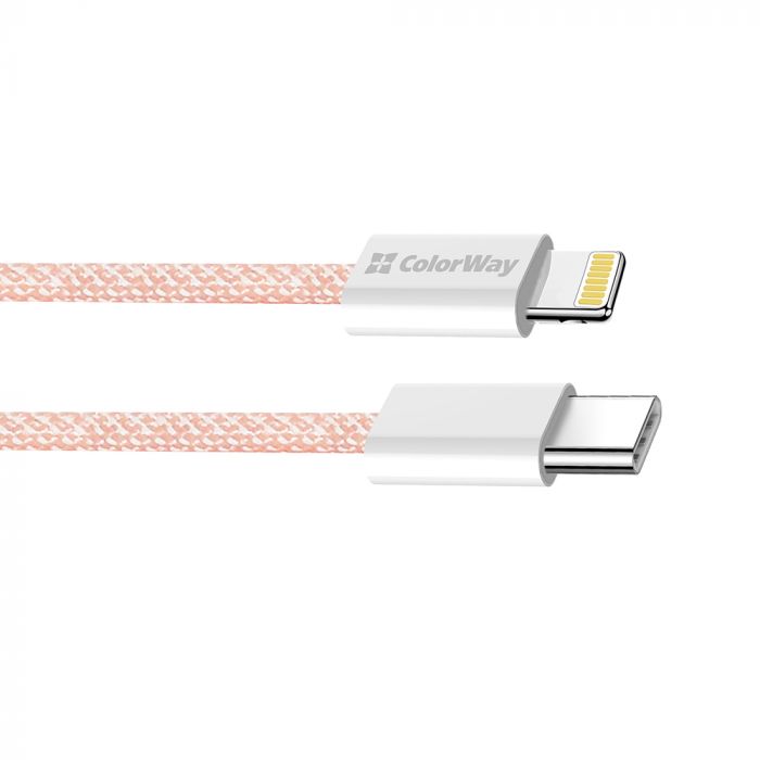 Кабель ColorWay Lightning + USB Type-C (M/M), 3.0 А, 1 м, Pink (CW-CBPDCL061-P)