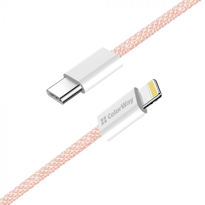 Кабель ColorWay Lightning + USB Type-C (M/M), 3.0 А, 1 м, Pink (CW-CBPDCL061-P)