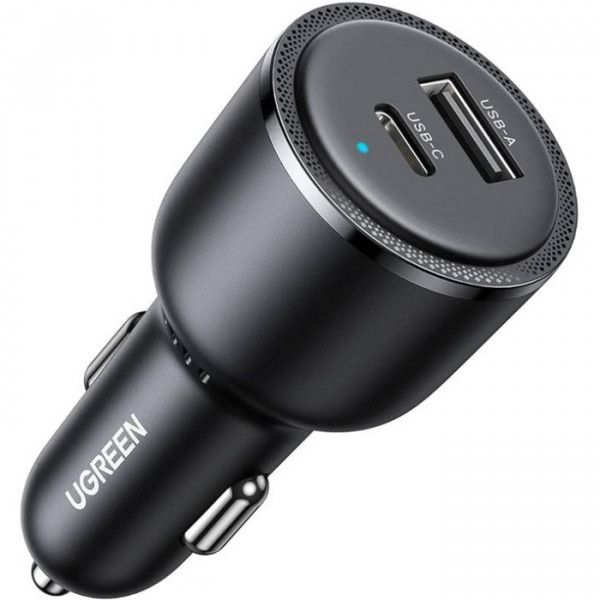 Автомобільний зарядний пристрій Ugreen EC701 (2xUSB 63W (USB-C+USB-A) QC 3.0+ Black (35023)