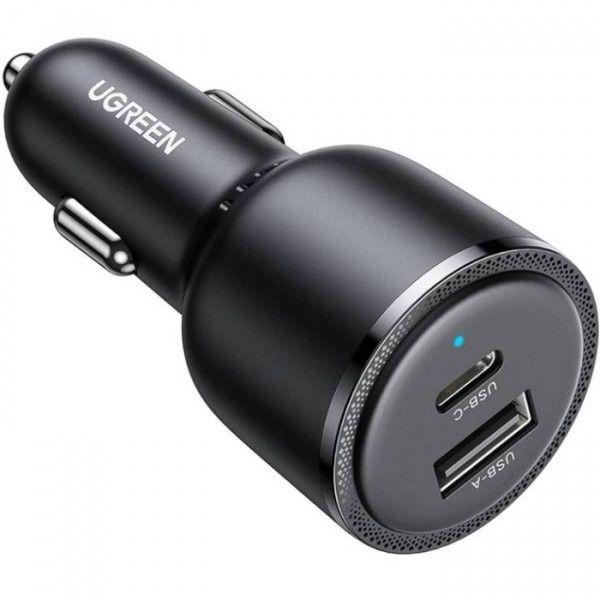 Автомобільний зарядний пристрій Ugreen EC701 (2xUSB 63W (USB-C+USB-A) QC 3.0+ Black (35023)