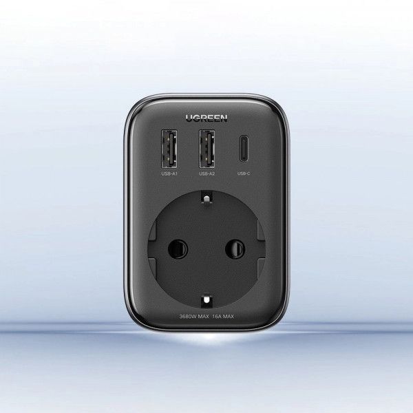 Зарядний пристрій Ugreen CD314 30W Outlet Extender (2хUSB-A+USB-C) Black (90613)