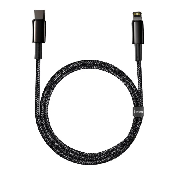Кабель Baseus Tungsten Gold USB Type-C - Lightning (M/M), 20W, 1 м Black (6953156232037)