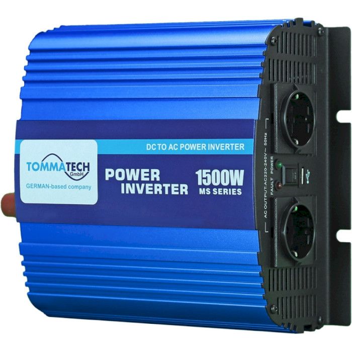 Інвертор напруги TommaTech MS-1500, 12V/220V, 1500W (MS-1500/29446)