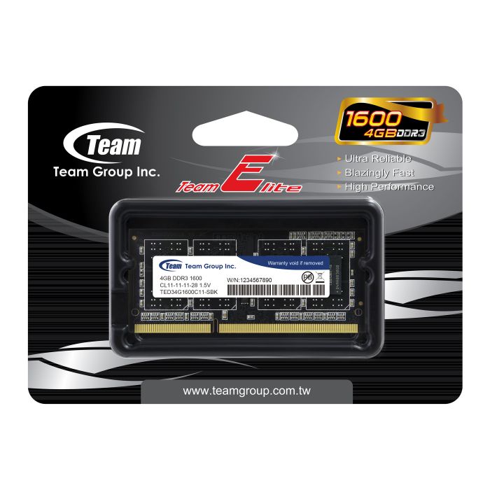 Модуль пам`ятi DDR3 4GB/1600 Team Elite (TED34G1C00C11-S01)