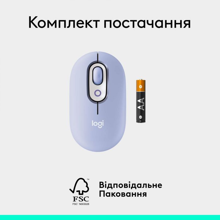 Миша бездротова Logitech Pop Mouse with Emoji Lilac (910-007414)