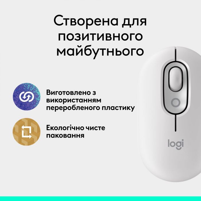 Миша бездротова Logitech Pop Mouse with Emoji Off-White (910-007411)