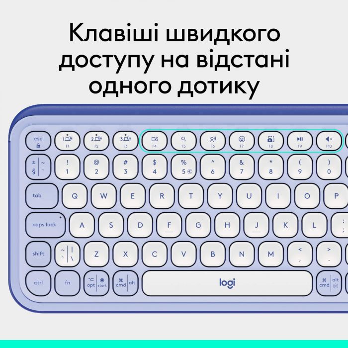 Клавiатура бездротова Logitech Pop Icon Keys Lilac (920-013074)