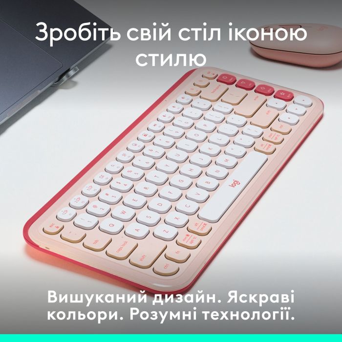 Клавiатура бездротова Logitech Pop Icon Keys Rose (920-013073)