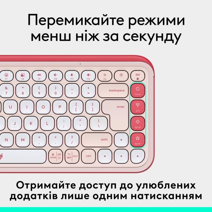 Клавiатура бездротова Logitech Pop Icon Keys Rose (920-013073)