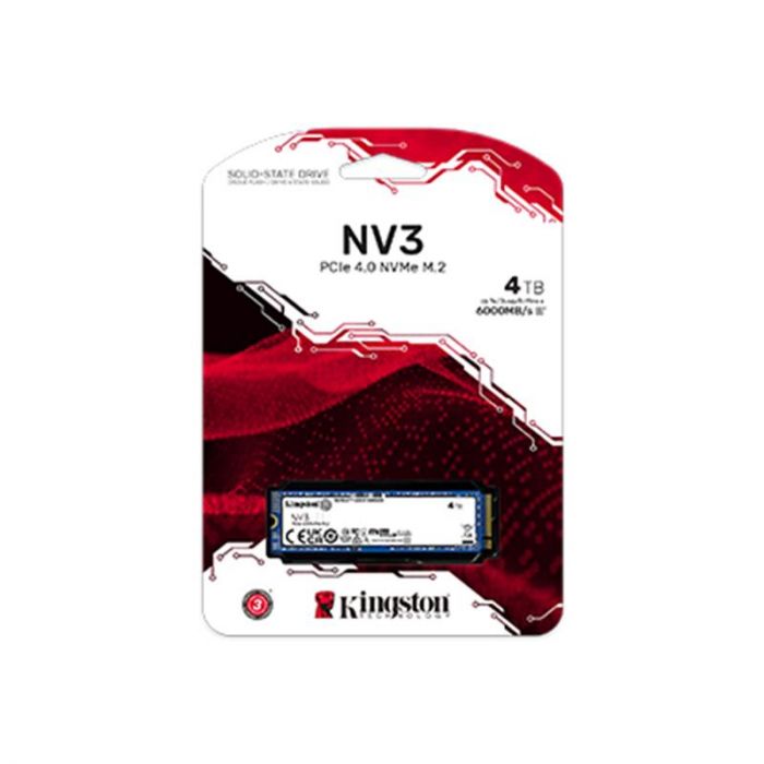 Накопичувач SSD 4TB M.2 NVMe Kingston NV3 M.2 2280 PCIe Gen4.0 x4 (SNV3S/4000G)