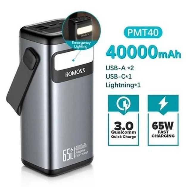 Універсальна мобільна батарея Romoss PMT40 40000mAh Black (PMT40-182-2133H)