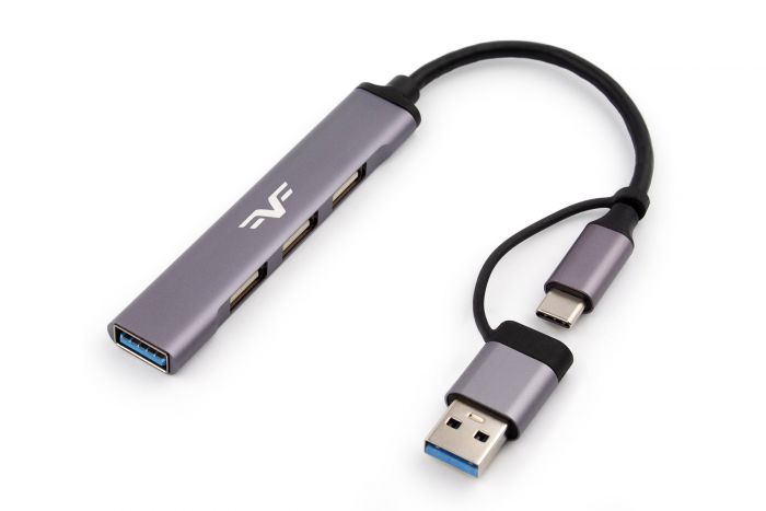 Концентратор USB 3.0 Frime 1хUSB3.0 3хUSB2.0 Silver (FH-20152)