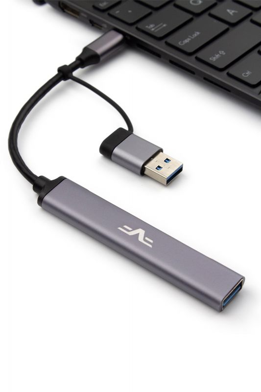 Концентратор USB 3.0 Frime 1хUSB3.0 3хUSB2.0 Silver (FH-20152)