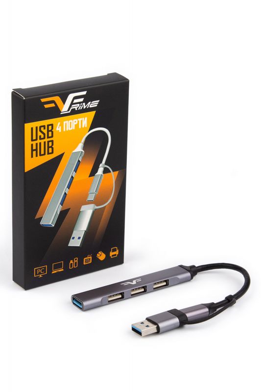 Концентратор USB 3.0 Frime 1хUSB3.0 3хUSB2.0 Silver (FH-20152)