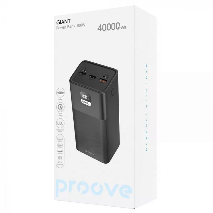 Універсальна мобільна батарея Proove Giant 100W 40000mAh Black (PBGI99320001)