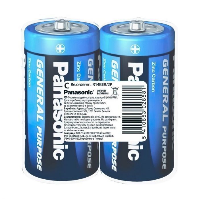 Батарейка Panasonic Zinc Carbon D/LR20 BL 2 шт