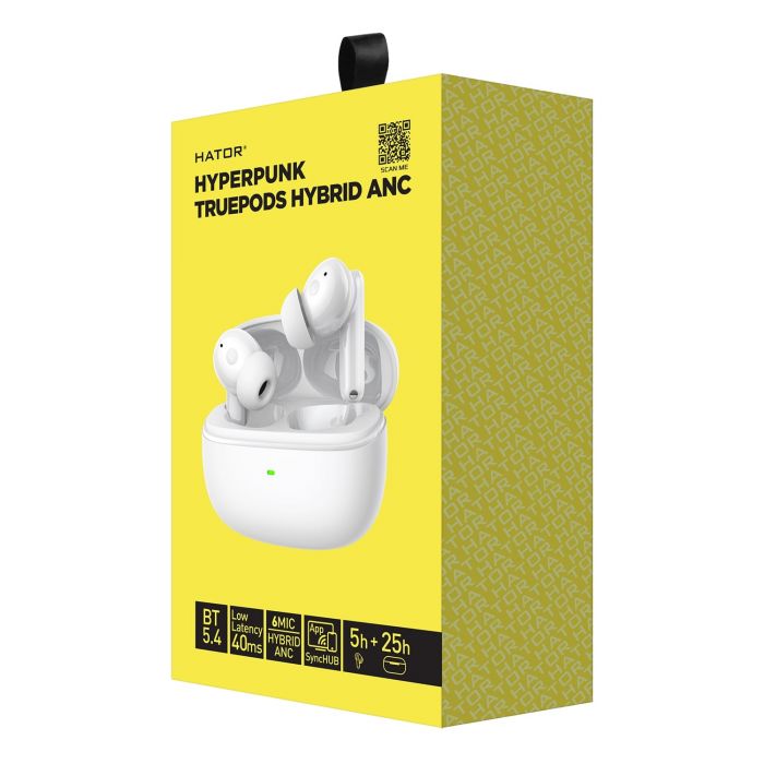 Bluetooth-гарнiтура Hator Hyреrpunk Truepods Hybrid ANC White (HTA432)