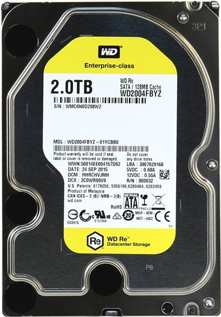 Накопичувач HDD SATA 2.0TB WD RE 7200rpm 128MB (WD2004FBYZ)