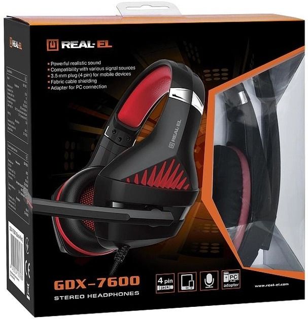 Гарнітура REAL-EL GDX-7600 Black/Red