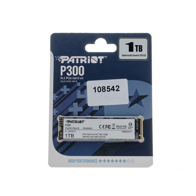 Накопичувач SSD 1TB Patriot P300 M.2 2280 PCIe 3.0 x4 NVMe TLC (P300P1TBM28)