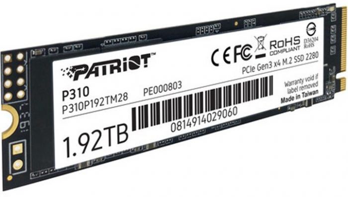 Накопичувач SSD 1.92TB Patriot P310 M.2 2280 PCIe NVMe 3.0 x4 TLC (P310P192TM28)