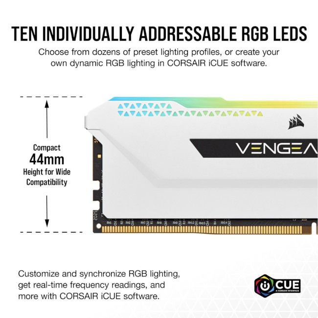 Модуль пам`ятi DDR4 2x16GB/3200 Corsair Vengeance RGB Pro SL White (CMH32GX4M2E3200C16W)