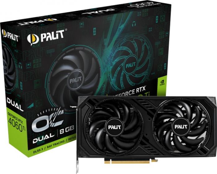 Відеокарта GF RTX 4060 Ti  8GB GDDR6 Dual OC Palit (NE6406TT19P1-1060D)