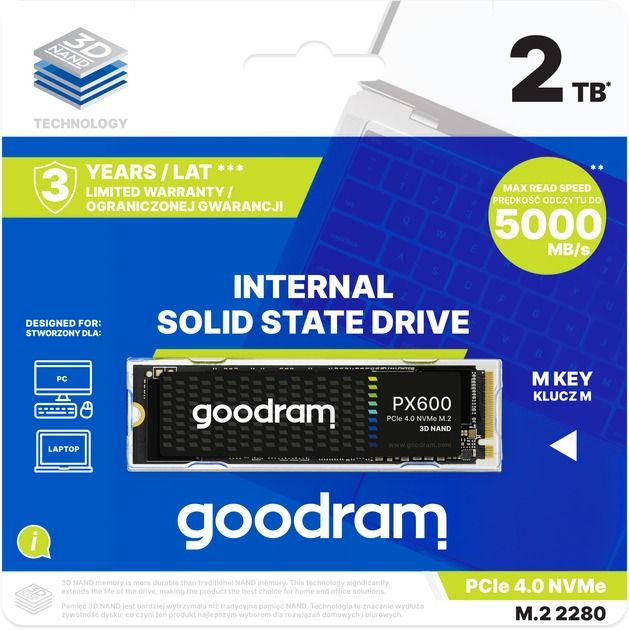 Накопичувач SSD 2TB Goodram PX600 M.2 2280 PCIe 4.0 x4 NVMe 3D NAND (SSDPR-PX600-2K0-80)