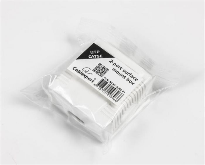 Розетка Cablexpert (NCAC-2U5E-01) 2хRJ-45, Cat5Е, зовнішня, біла