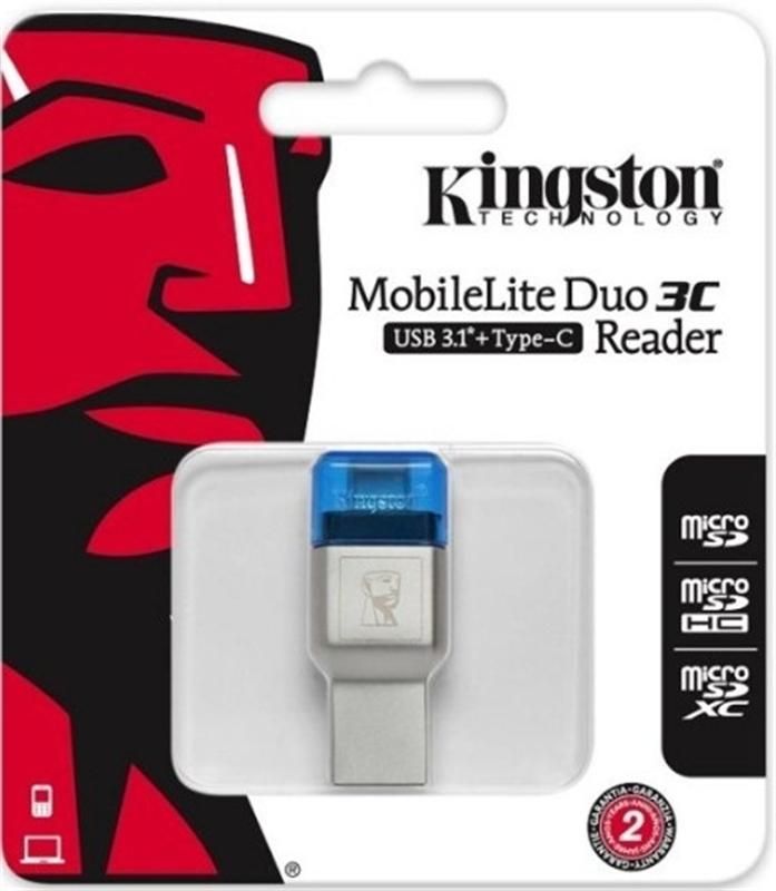 Кардрідер Kingston MobileLite Duo 3C Dual Interface USB3.1 Type-A and Type-C microSD (FCR-ML3C) Metall Casing