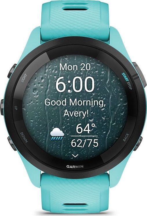 Смарт-годинник Garmin Forerunner 265 Black Bezel with Aqua Case and Aqua/Black Silicone Band (010-02810-52)